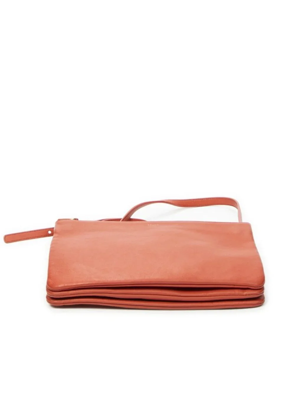 Celine Large Trio Crossbody Orange Calfskin Leather